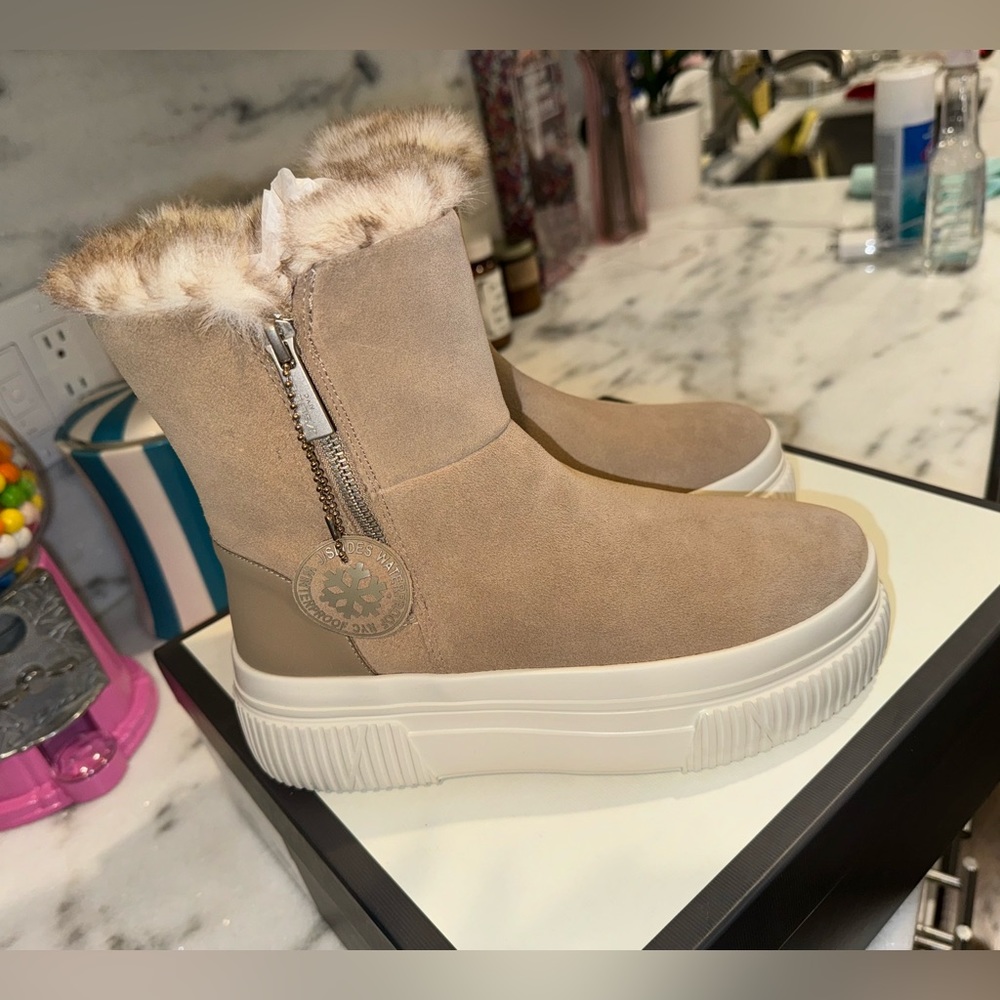 J/Slides Wally Taupe Suede Waterproof Zip up Boots